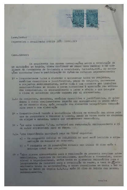 Contrato com a TURIAUTO SARL ( Empresa a vir a ser formada )